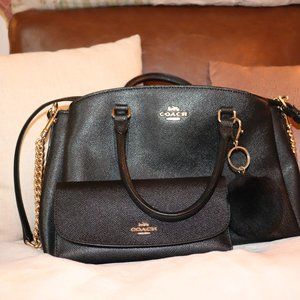 Coach pebble leather crossbody bag w/ chain strap